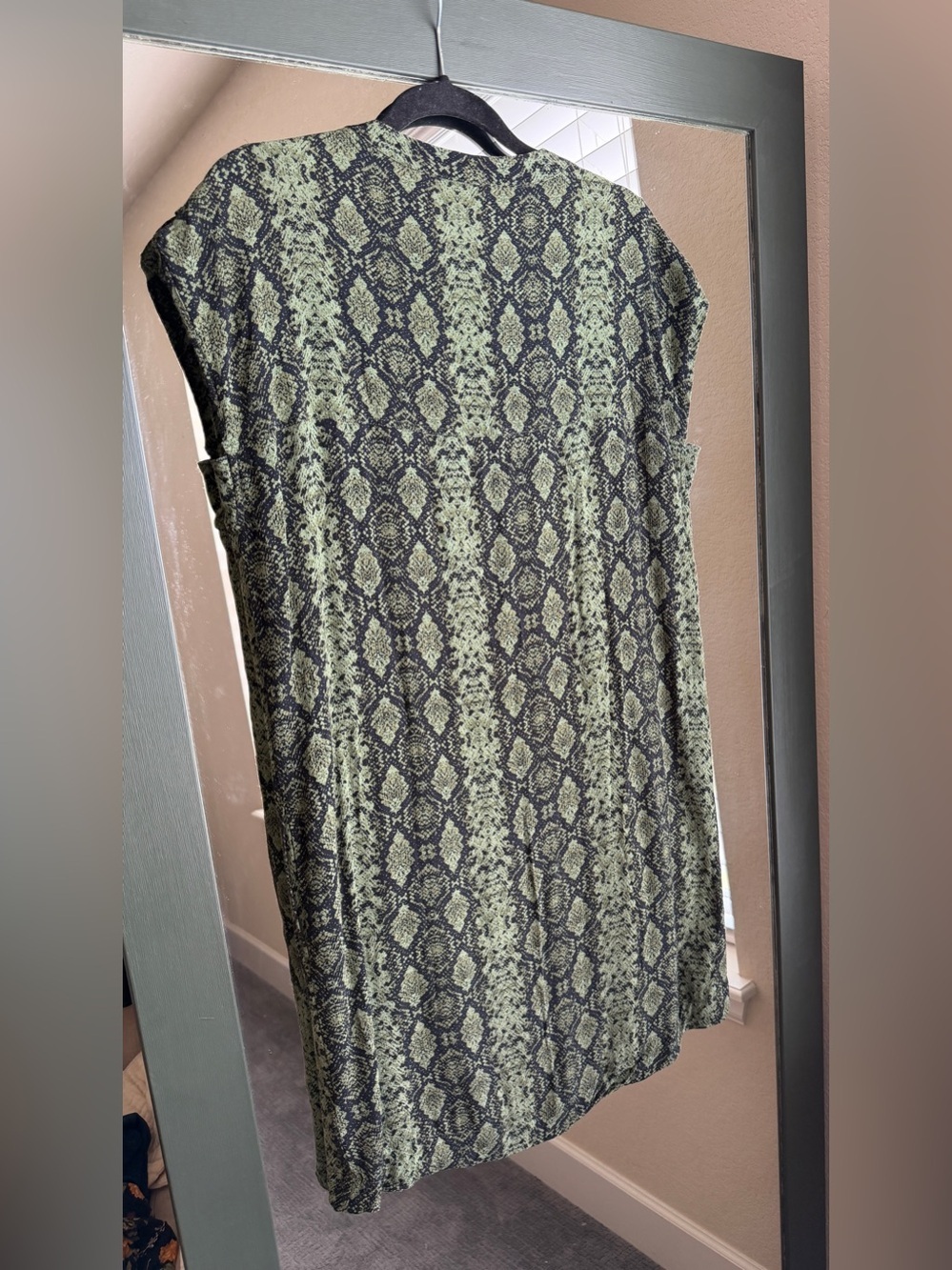 Anthropologie Rachel Snakeskin Tunic Shift Dress Green Mini - Picture 6 of 6